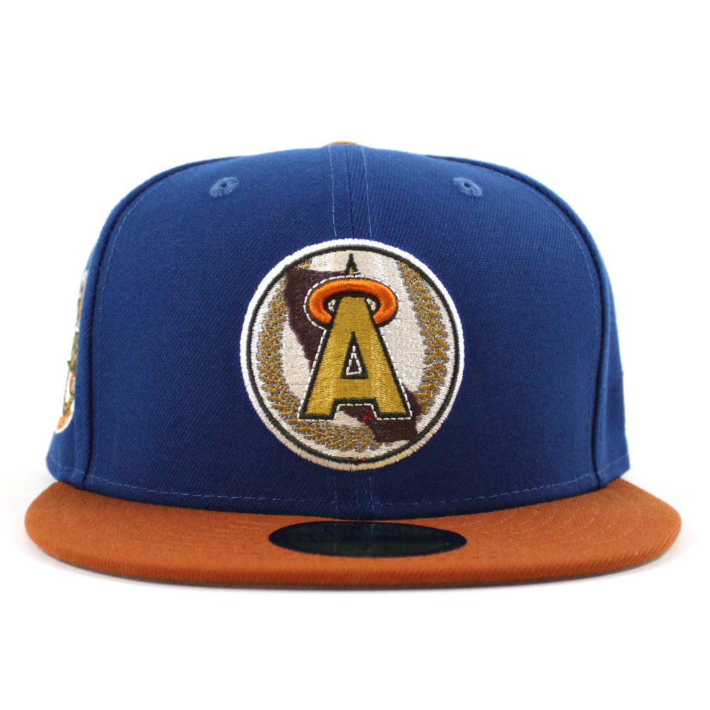 California Angels 35th Anniversary New Era 59FIFTY Fitted Hat (SEASHORE Blue Rust Orange Khaki Under BRIM) 7 1/8