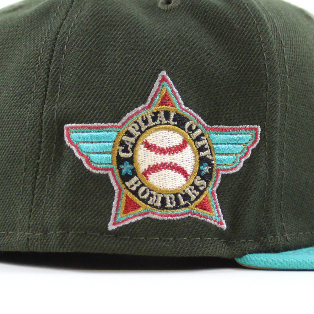 Capital City Bombers Hometown Collection New Era 59FIFTY Fitted Hat (Dark Seaweed Teal Khaki Under BRIM) 7 1/2