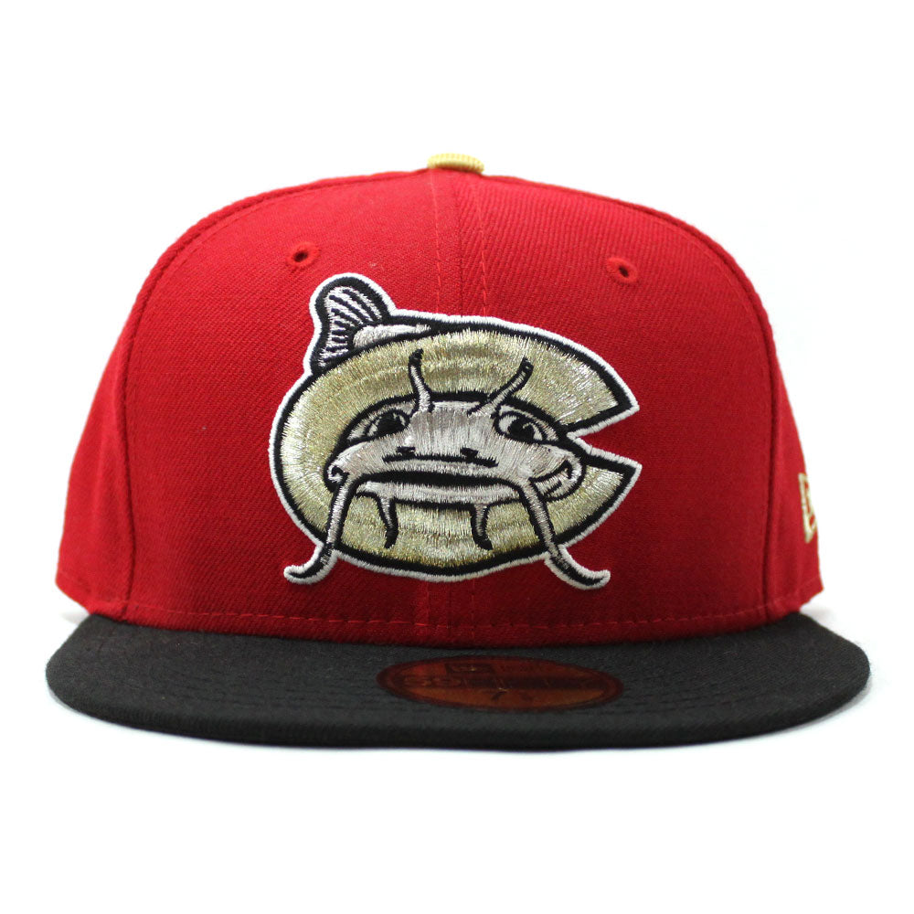 Carolina Mudcats New Era 59Fifty Fitted Hat Red Black M Gold