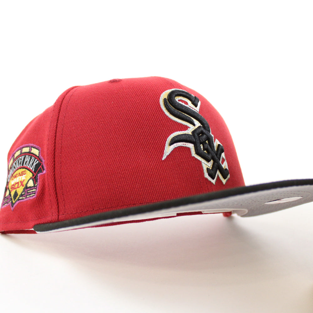 Chicago White Sox COMISKEY Park New Era Fitted 59Fifty Hat (Pinot Red –  ECAPCITY