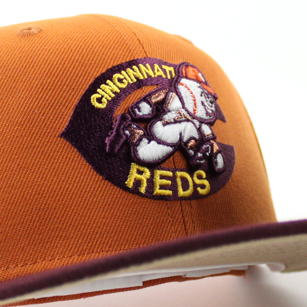 Cincinnati Reds 1975 BRM New Era 59Fifty Fitted Hat (GITD Rust Orange ...