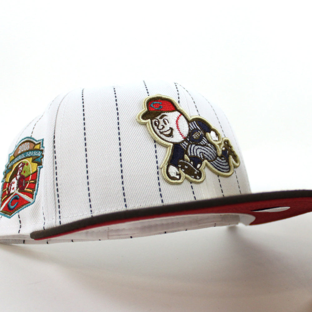 Cincinnati Reds 2003 Inaugural Season New Era 59FIFTY Fitted Hat (Pinstripe Brown Pinot Under BRIM) 7 1/8