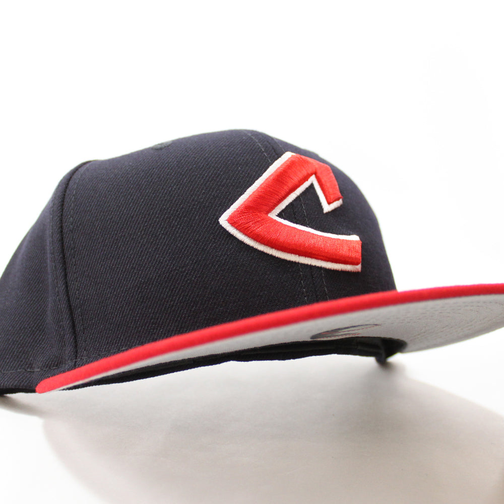 Cleveland Indians 1973 New Era 59FIFTY Fitted Hat (Navy Red Gray Under BRIM) 7 1/8