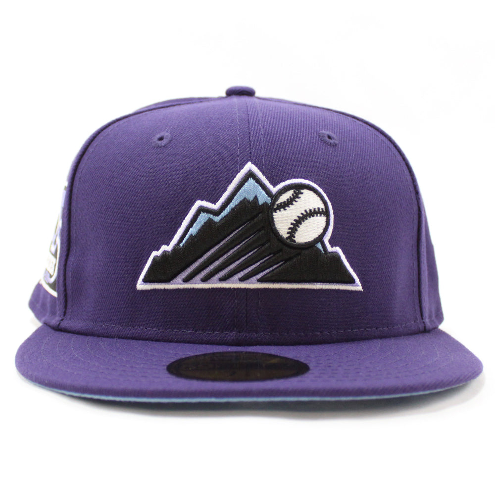 Colorado Rockies 25th Anniversary New Era 59Fifty Fitted Hat GITD Purple Sky Blue Under Brim