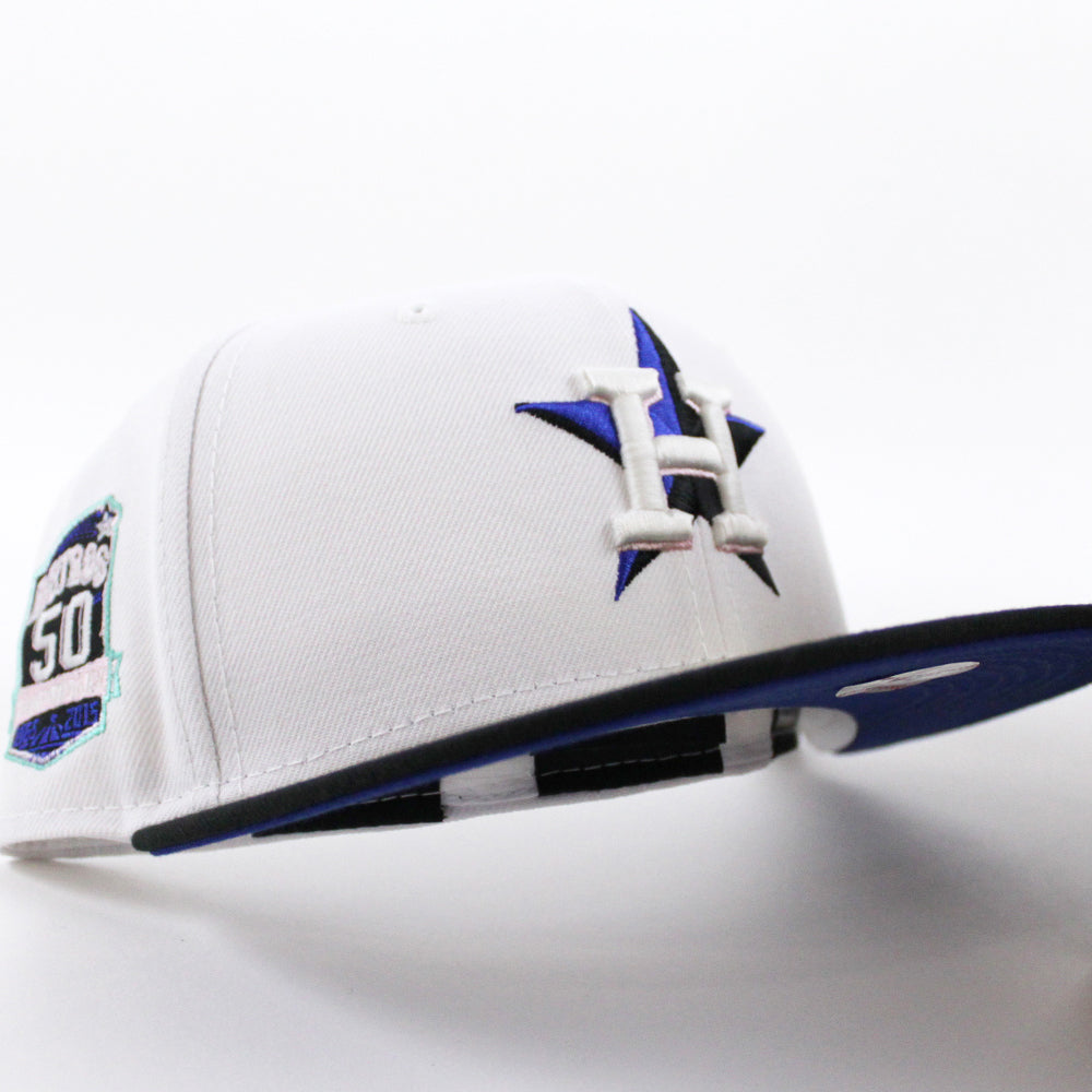 Houston Astros 50TH ANNIVERSARY New Era 59Fifty Fitted Hat (GITD White  Black Royal Blue Under Brim)