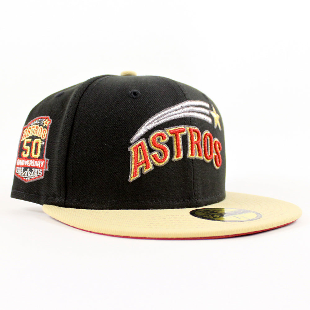 Houston Astros New Era 50th Season Cooperstown Collection Red Undervisor  59FIFTY Fitted Hat - Black