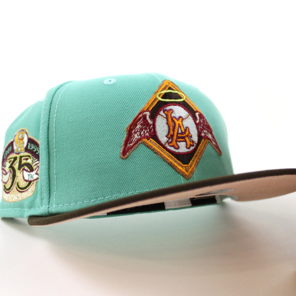 Los Angeles Angels New Era Retro 59FIFTY Fitted Hat - Stone/Red