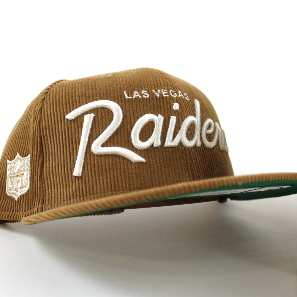 Las Vegas Raiders CORDSCRIPT New Era 9Fifty Snapback Hat Corduroy Gre ECAPCITY