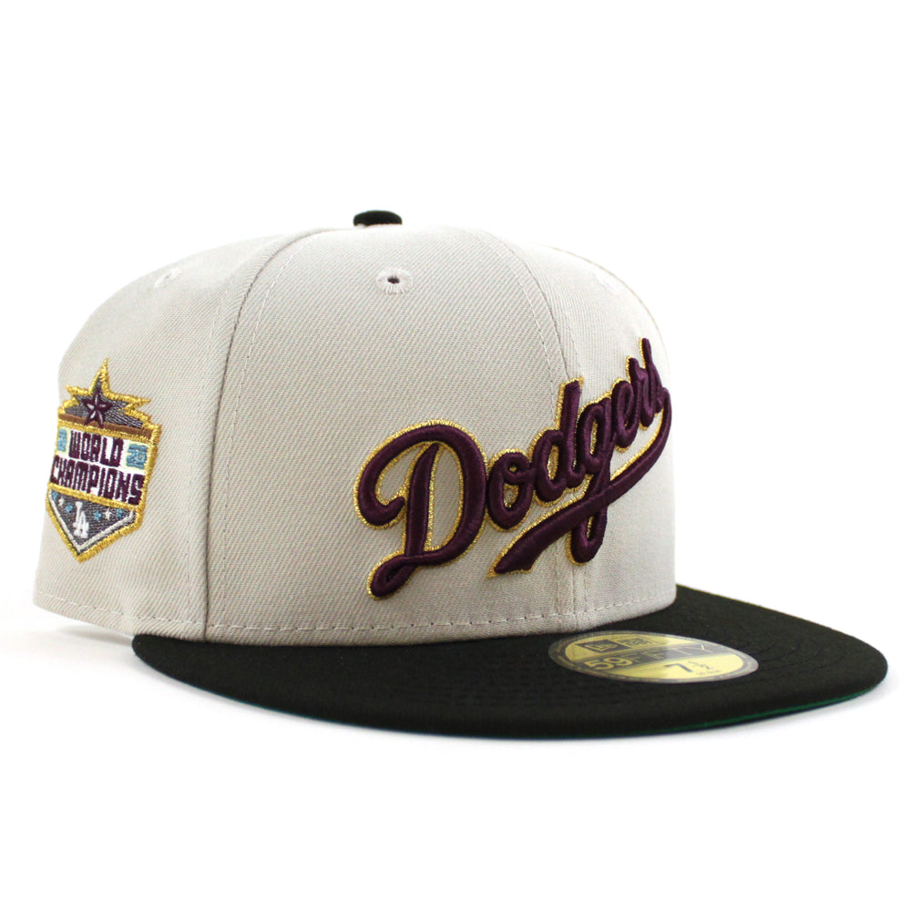 Los Angeles Dodgers New Era Chrome 59FIFTY Fitted Hat - Stone/Black