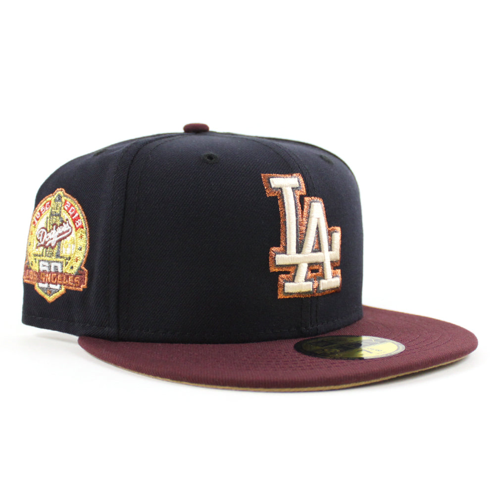 Dodgers Fitted New Era 59Fifty Stadium 50th Ann Black Hat Cap Red