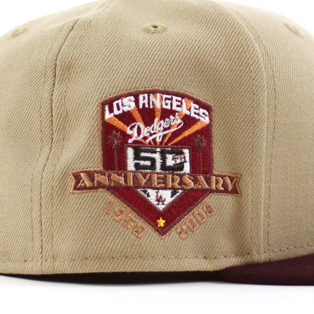 Hat Club LA Dodgers 40TH ANNIVERSARY Custom 59Fifty LT.-BROWN/MAROON New  8/18/23