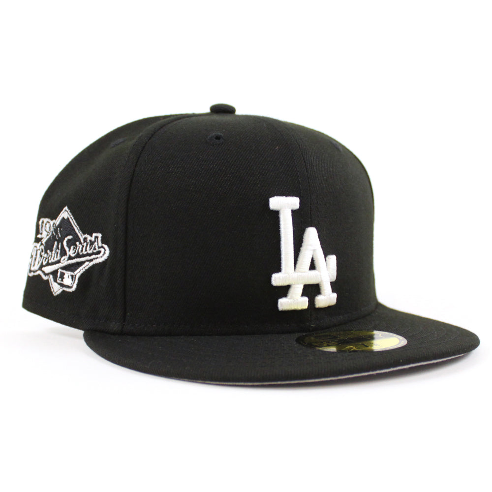 Los Angeles Dodgers 2020 World Champions New Era 59FIFTY Fitted Hat (Stone Gray Black Green Under BRIM) 7 3/4