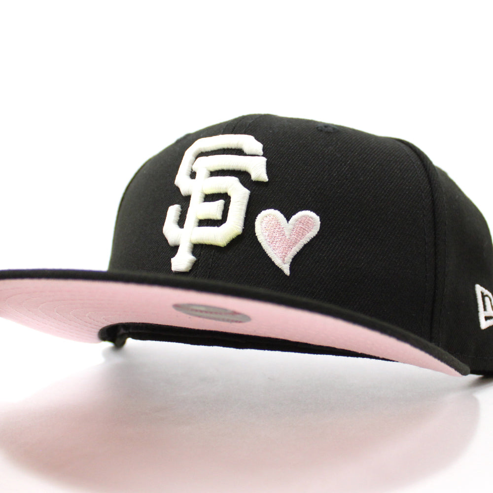 Love San Francisco Giants New Era 59Fifty Fitted Hat V2 (Glow in the Dark  Black Pink Under Brim)