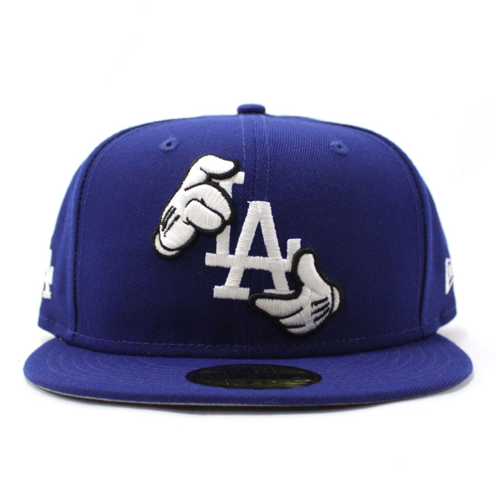 MICKEY MOUSE x Los Angeles Dodgers LA Logo Patch New Era 59Fifty Fitted Hat  (Blue Gray Under Brim)
