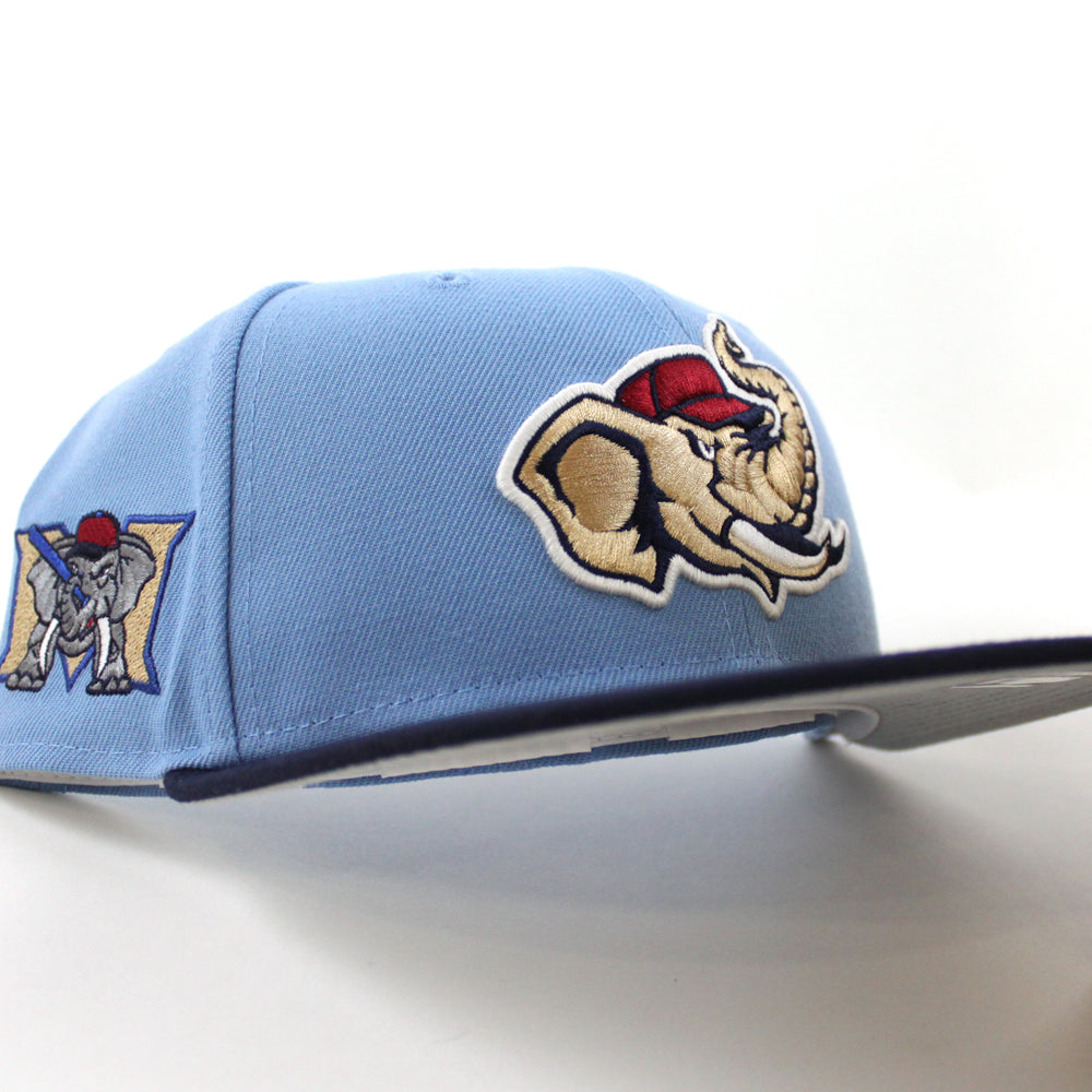 Modesto As Elephant M Patch New Era 59FIFTY Fitted Hat (Sky Night Shift Navy Gray Under BRIM) 7 1/8