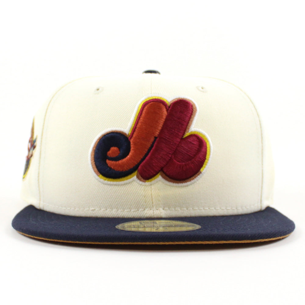 Expos Rust Hat Montreal Expos 25TH Anniversary New Era Fitted 59Fifty Hat (CHROME WHI ...