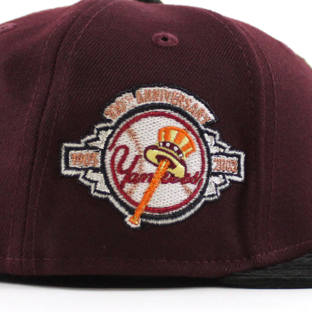 New York Yankees 1949 World Series 100TH ANNIVERSARY New Era 59Fifty Fitted  Hat (Maroon Corduroy Gray Under Brim)