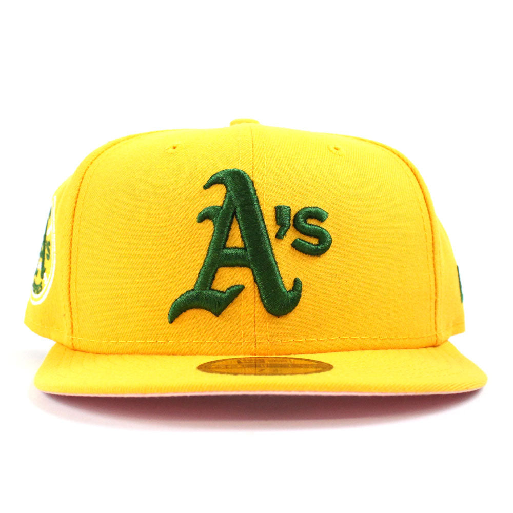 Oakland Athletics 1973 World Series New Era 59Fifty Fitted Hat (Gold Pink  Under Brim)