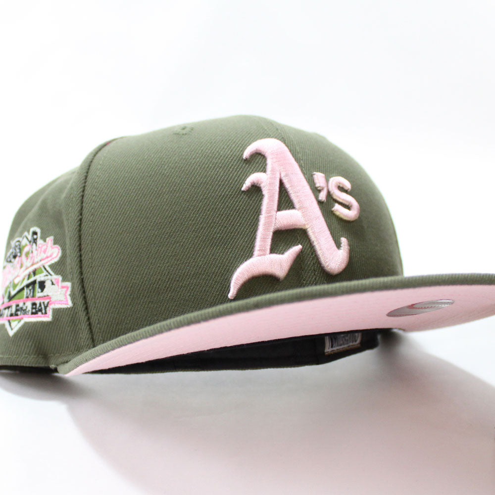 Oakland athletics fitted hat pink brim Clearance
