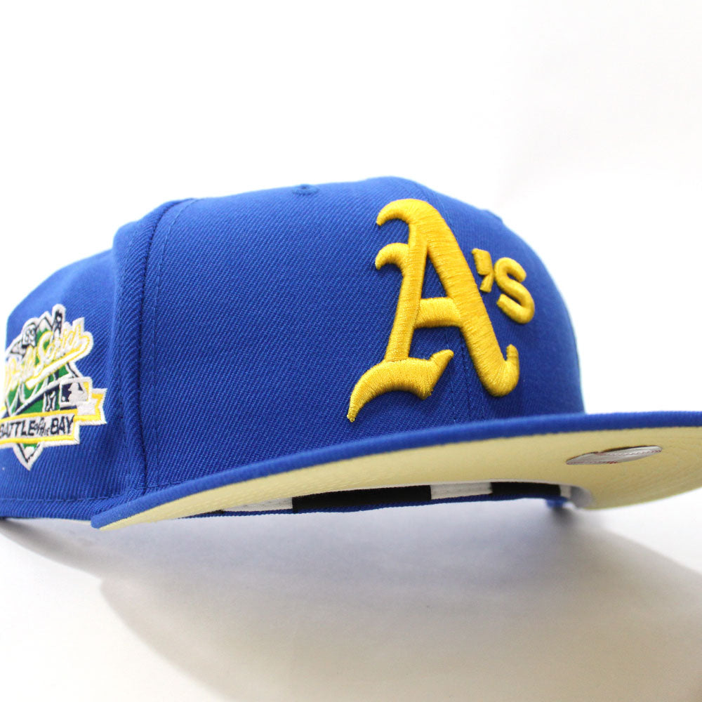 Oakland Blue And Yellow Fitted Hat Oakland Athletics 50TH