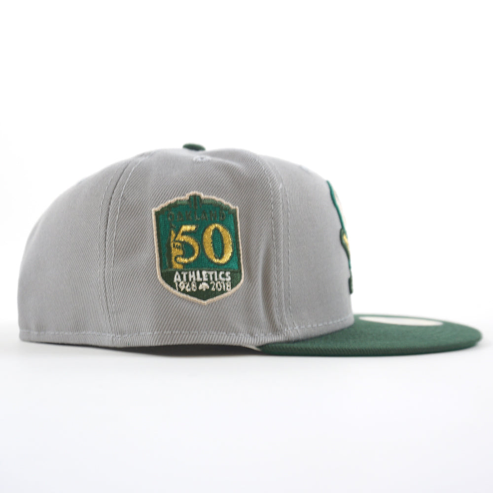 Oakland Athletics 50th Anniversary New Era 59Fifty Fitted Hat (Gray Dark  Green Kelly Under Brim)