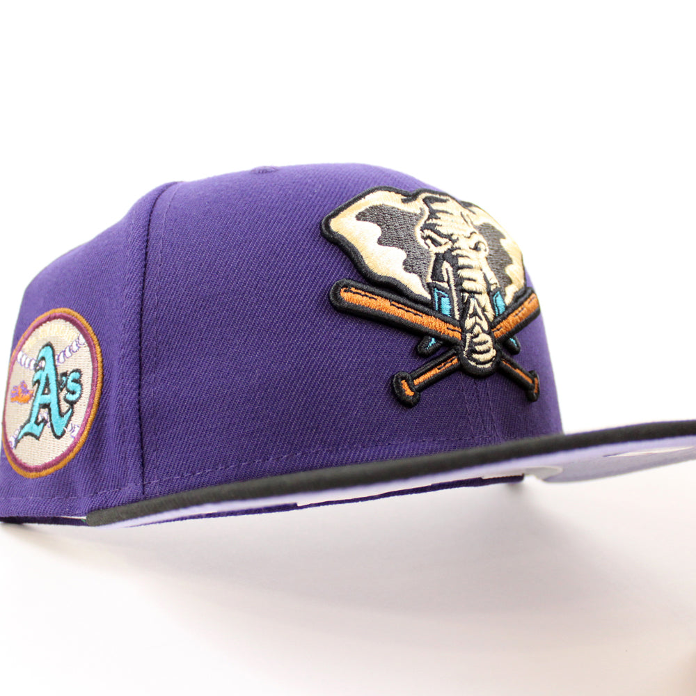 Oakland Athletics Swinging A’s New Era 59Fifty Fitted Hat (Purple Black  Lavender Under Brim)
