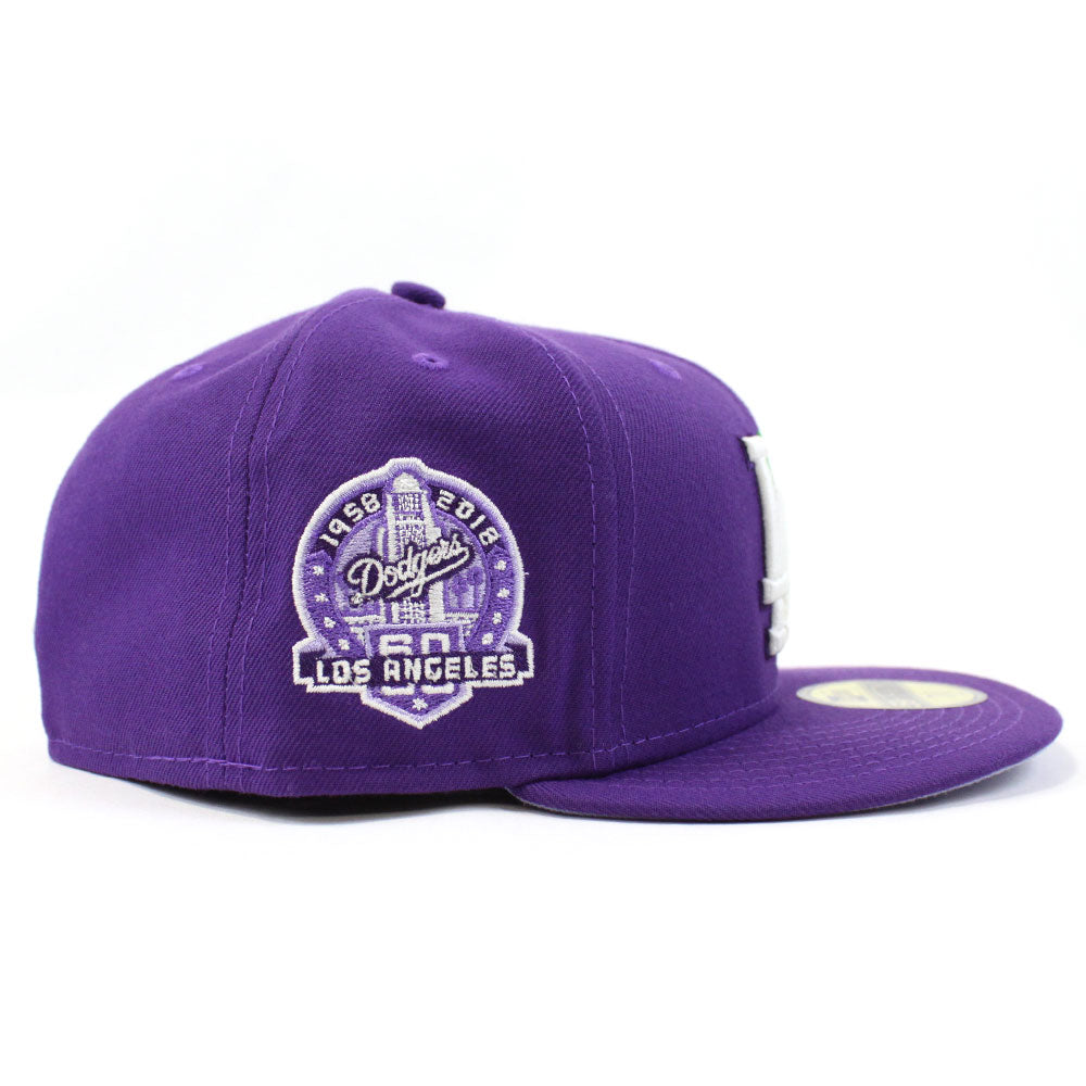 7 5/8 los angeles dodgers purple 60th anniv. aqua bottom fitted