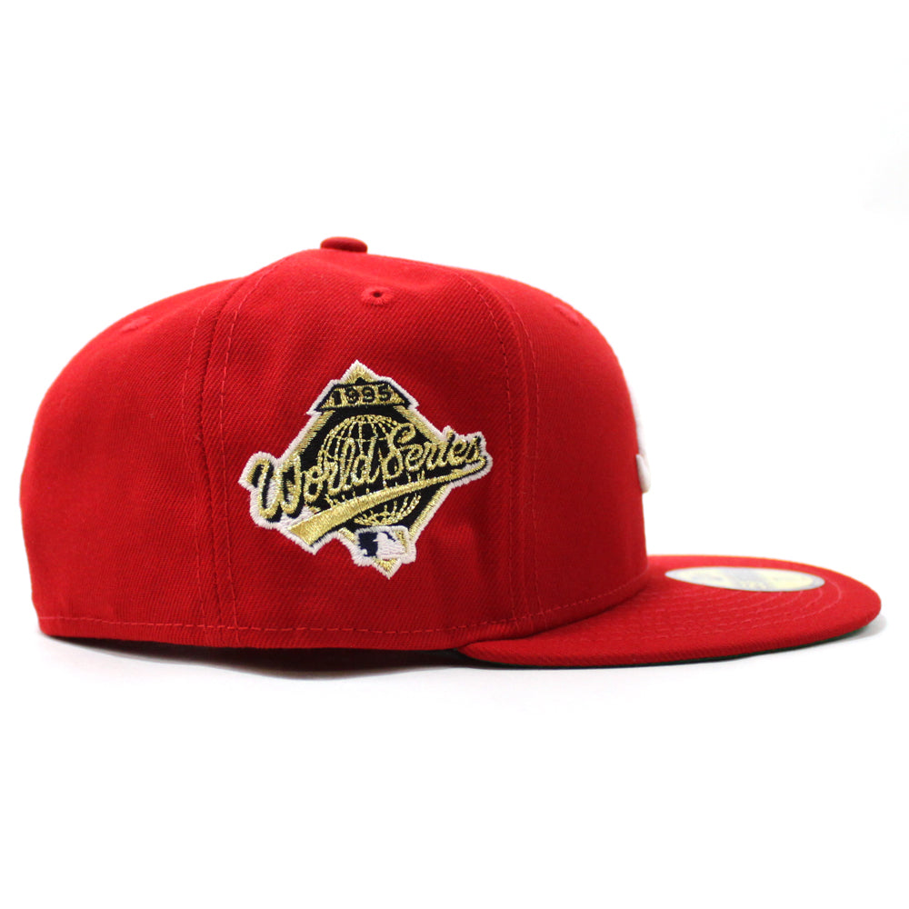 Peach Atlanta Braves 1995 World Series New Era 59Fifty Fitted Hat (Glow in  the Dark Red Green Under Brim)