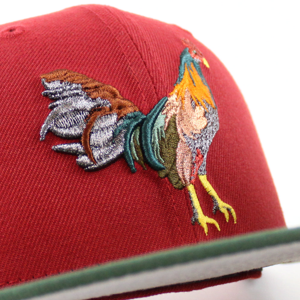 ROOSTER New Era 59Fifty Fitted Hat (Chrome White Maroon Green