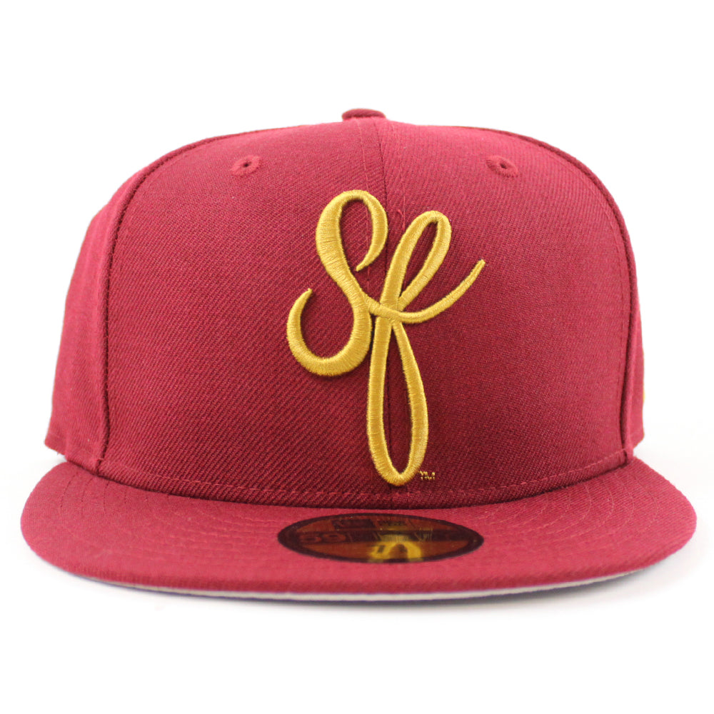 SF Script New Era 59FIFTY Fitted Hat (Cardinal Gray Under BRIM) 7 1/2