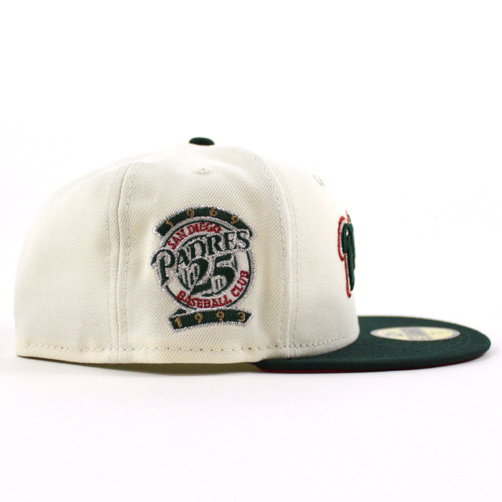 San Diego Padres 25th Anniversary New Era 59FIFTY Fitted Hat (Chrome White Green Red Under BRIM) 8