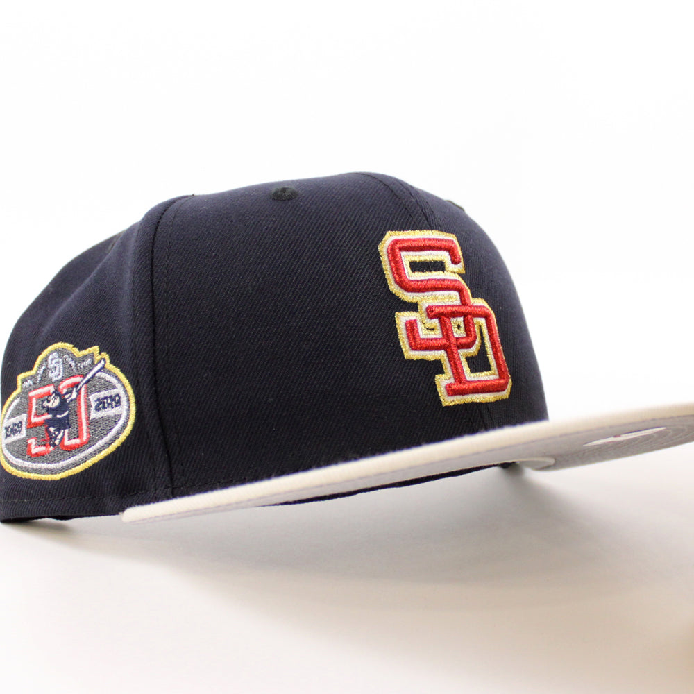San Diego Padres 50TH ANNIVERSARY New Era 59Fifty Fitted Hat (Navy Stone  Gray Under Brim)