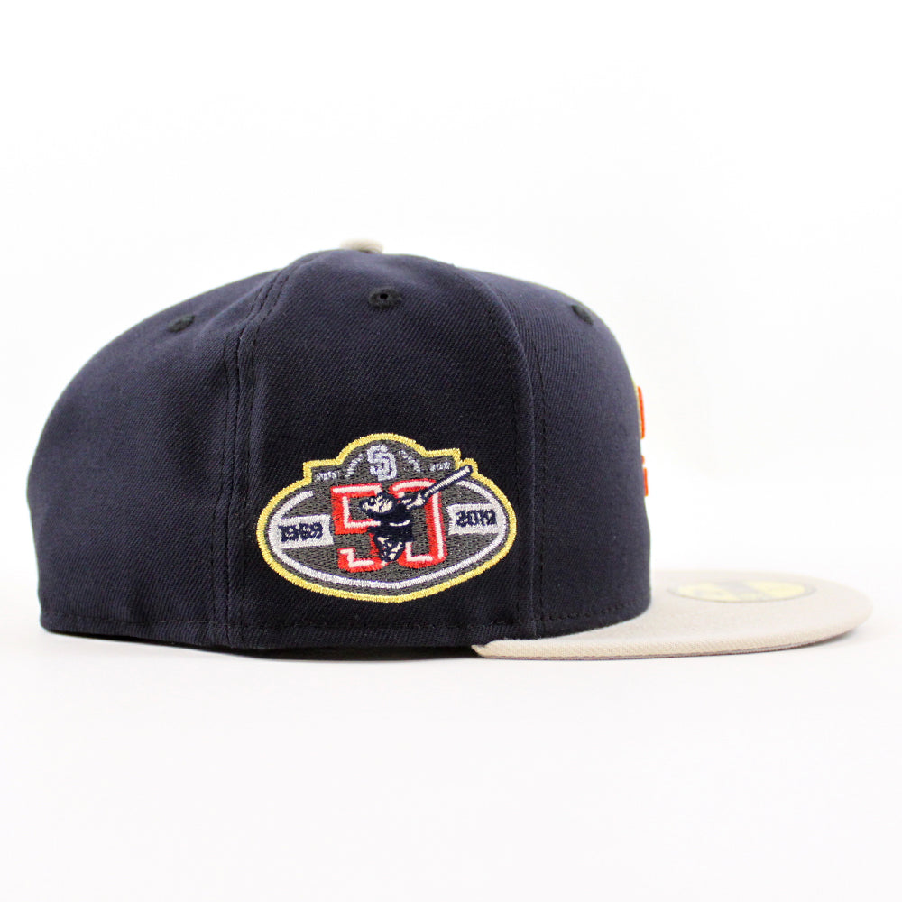 San Diego Padres SCRIPT-PUNCH Navy-Grey Fitted Hat