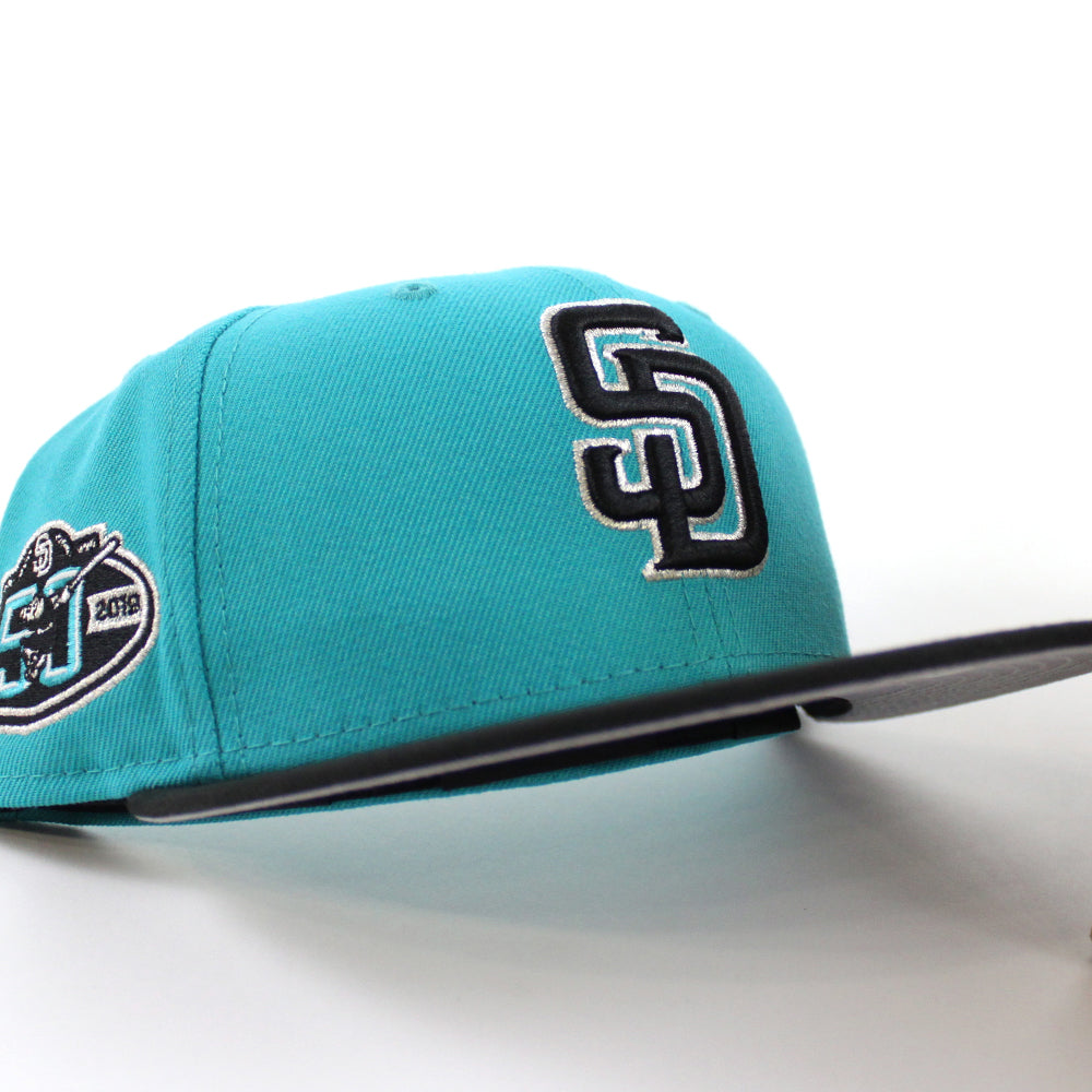 San Diego Padres 50th Anniversary New Era 59Fifty Fitted Hat Teal Bla ECAPCITY