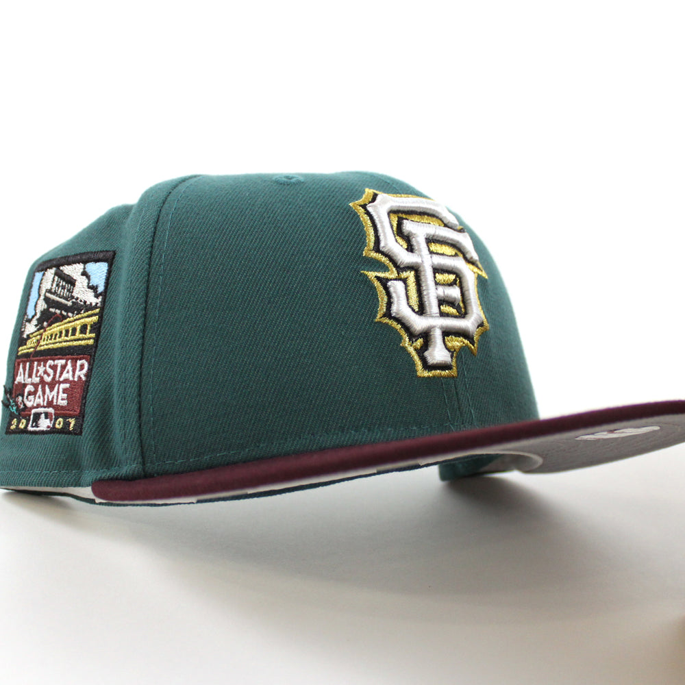 San Francisco Giants 2007 All Star Game New Era 59FIFTY Fitted Hat (Pine Green Maroon Gray Under BRIM) 7 1/2