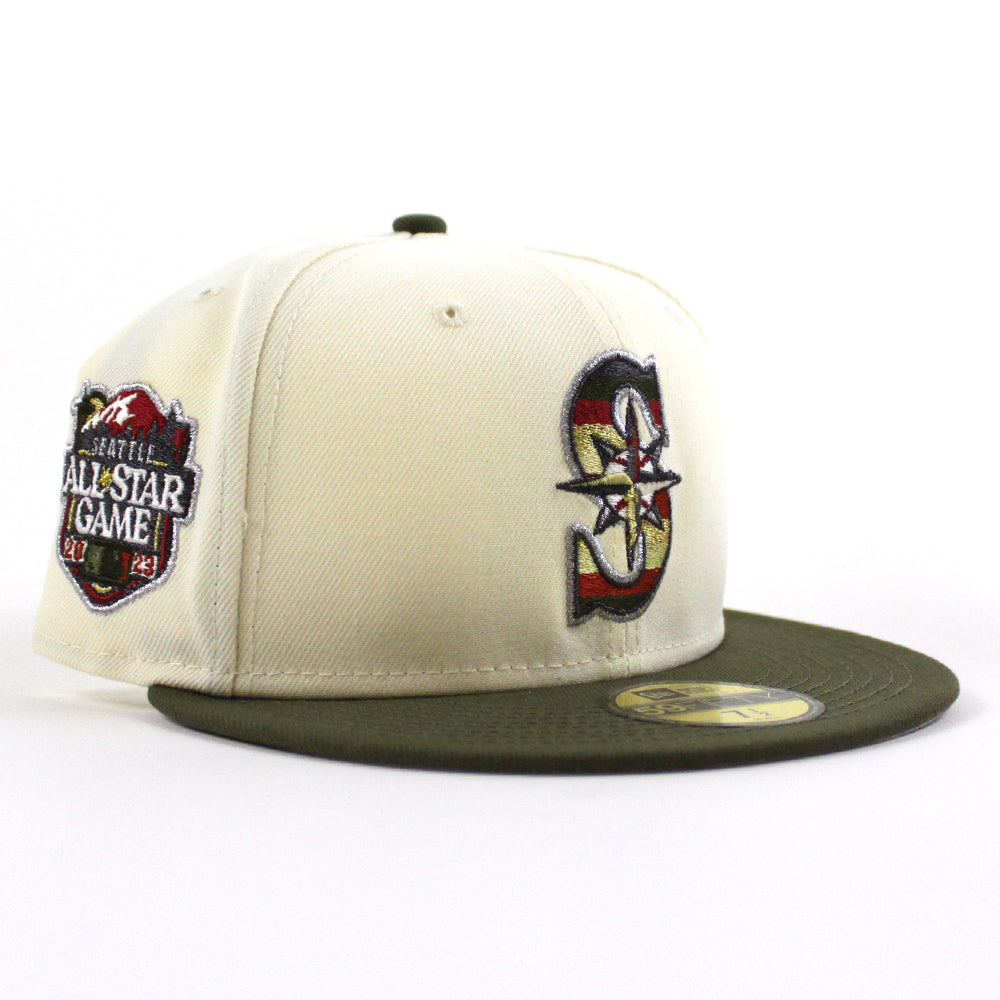 Seattle Mariners 2023 All Star Game New Era 59FIFTY Fitted Hat (Chrome White Olive Gray Under BRIM) 7 1/2