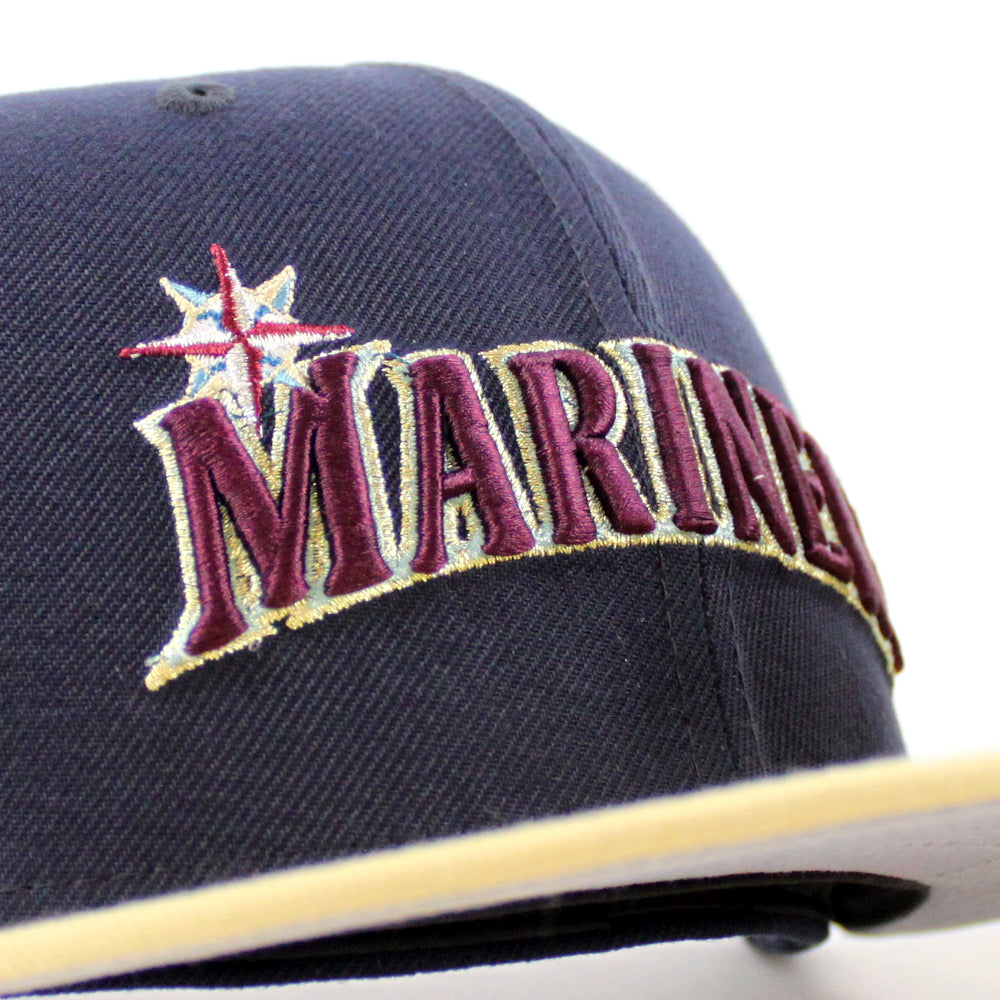 Seattle Mariners New Era Tilted Compass No Patch Vega Gold/Rifle Green With  Pink Bottom 59FIFTY Fitted Hat