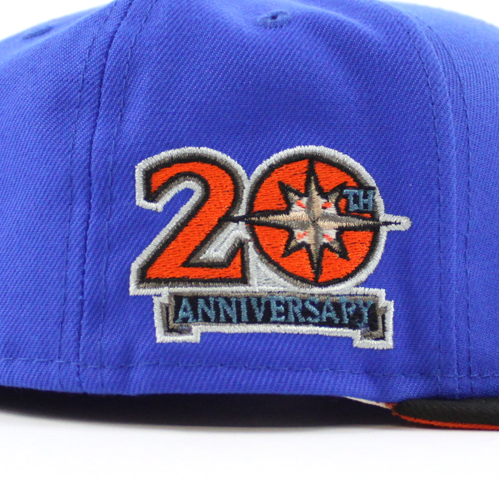 Seattle Mariners 20th Anniversary New Era 59FIFTY Fitted Hat (GITD Blue Bead Black Countdown Orange Under BRIM) 7 1/4