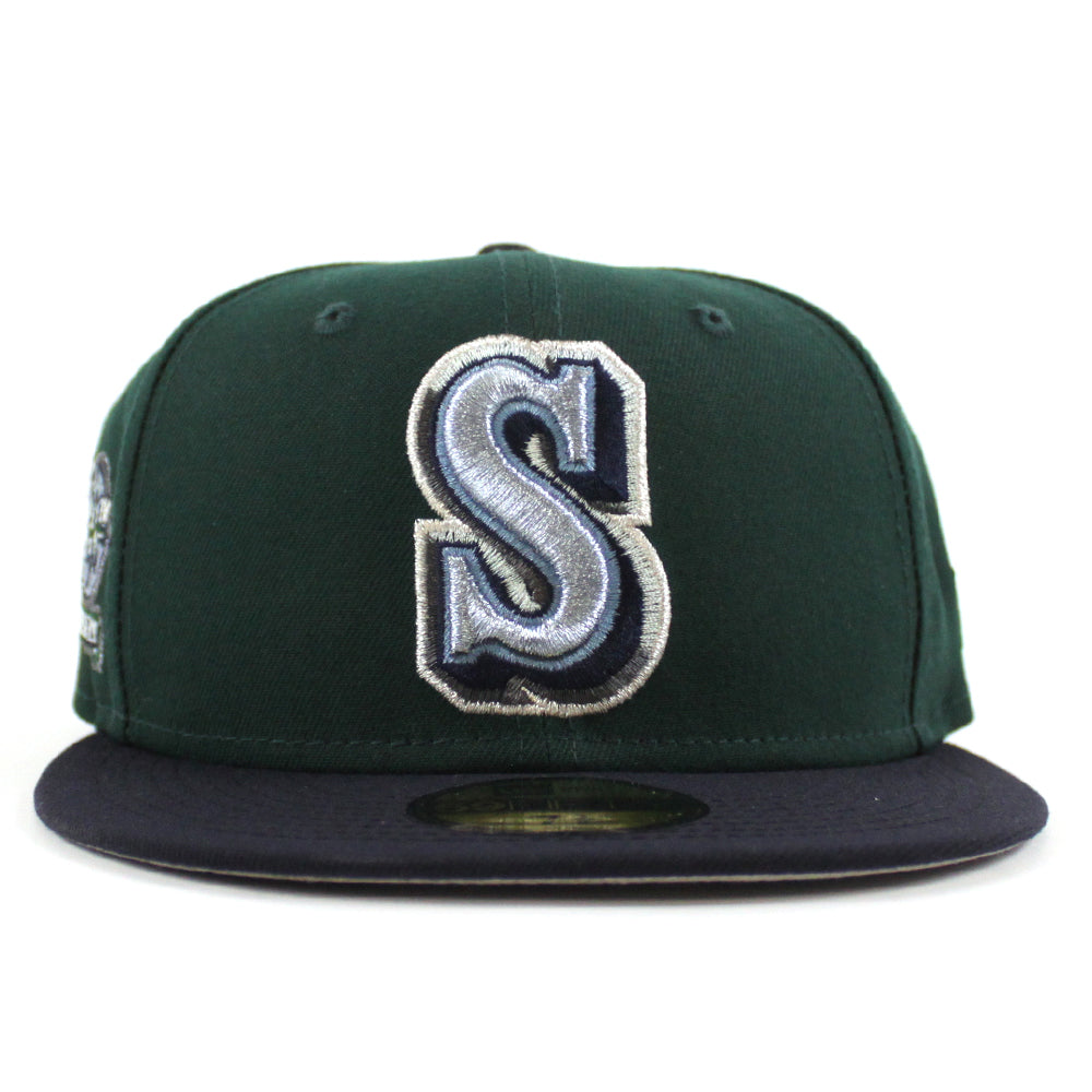 NEW ERA 59FIFTY MLB SEATTLE MARINERS 20TH ANNIVERSARY CHROME WHITE /  CARDINAL UV FITTED CAP