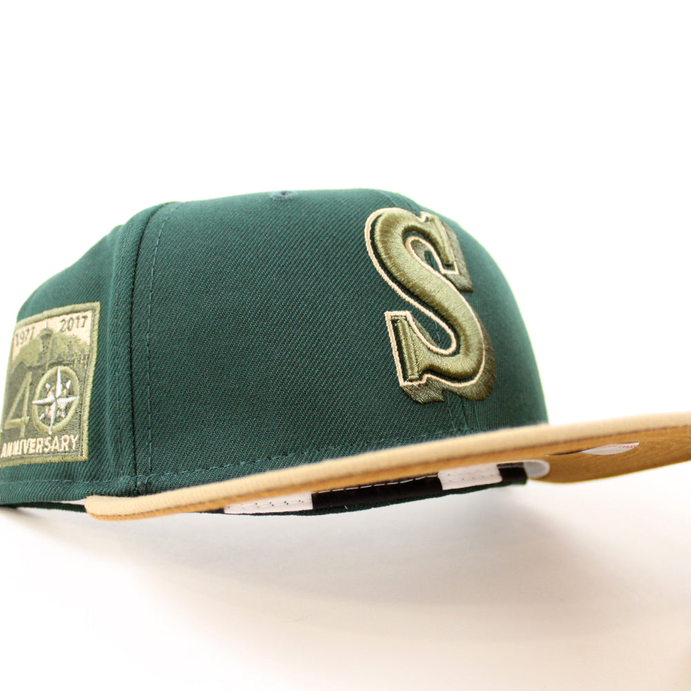 Seattle Mariners 40TH Anniversary New Era 59Fifty Fitted Hat (DK GREEN  KHAKI TOASTED PEANUT Under Brim)