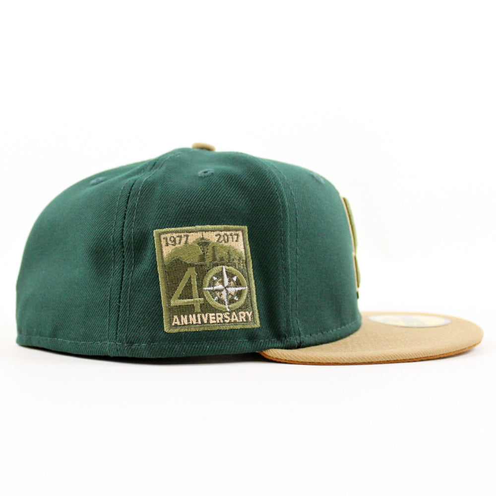 Seattle Mariners 40TH Anniversary New Era 59Fifty Fitted Hat (DK GREEN  KHAKI TOASTED PEANUT Under Brim)