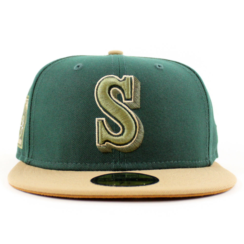 Seattle Mariners 40TH Anniversary New Era 59Fifty Fitted Hat (DK GREEN  KHAKI TOASTED PEANUT Under Brim)