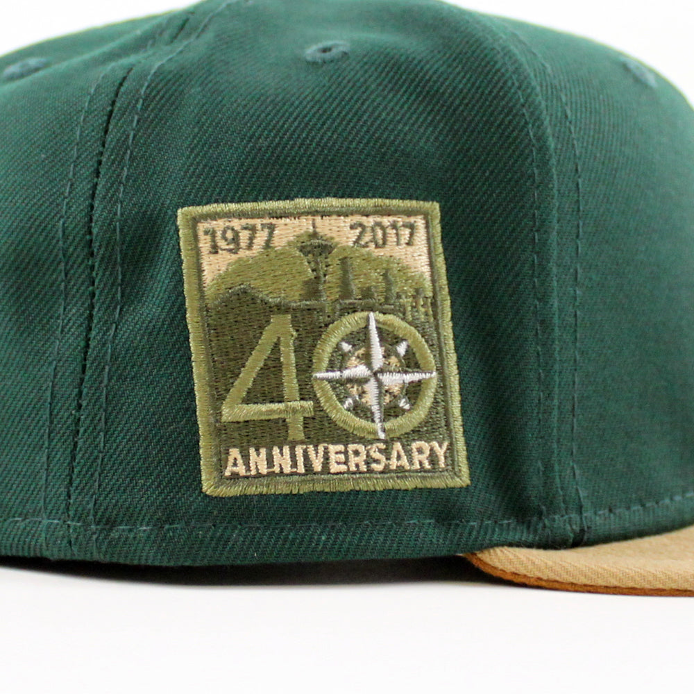 Seattle Mariners 40TH Anniversary New Era 59Fifty Fitted Hat (DK GREEN  KHAKI TOASTED PEANUT Under Brim)
