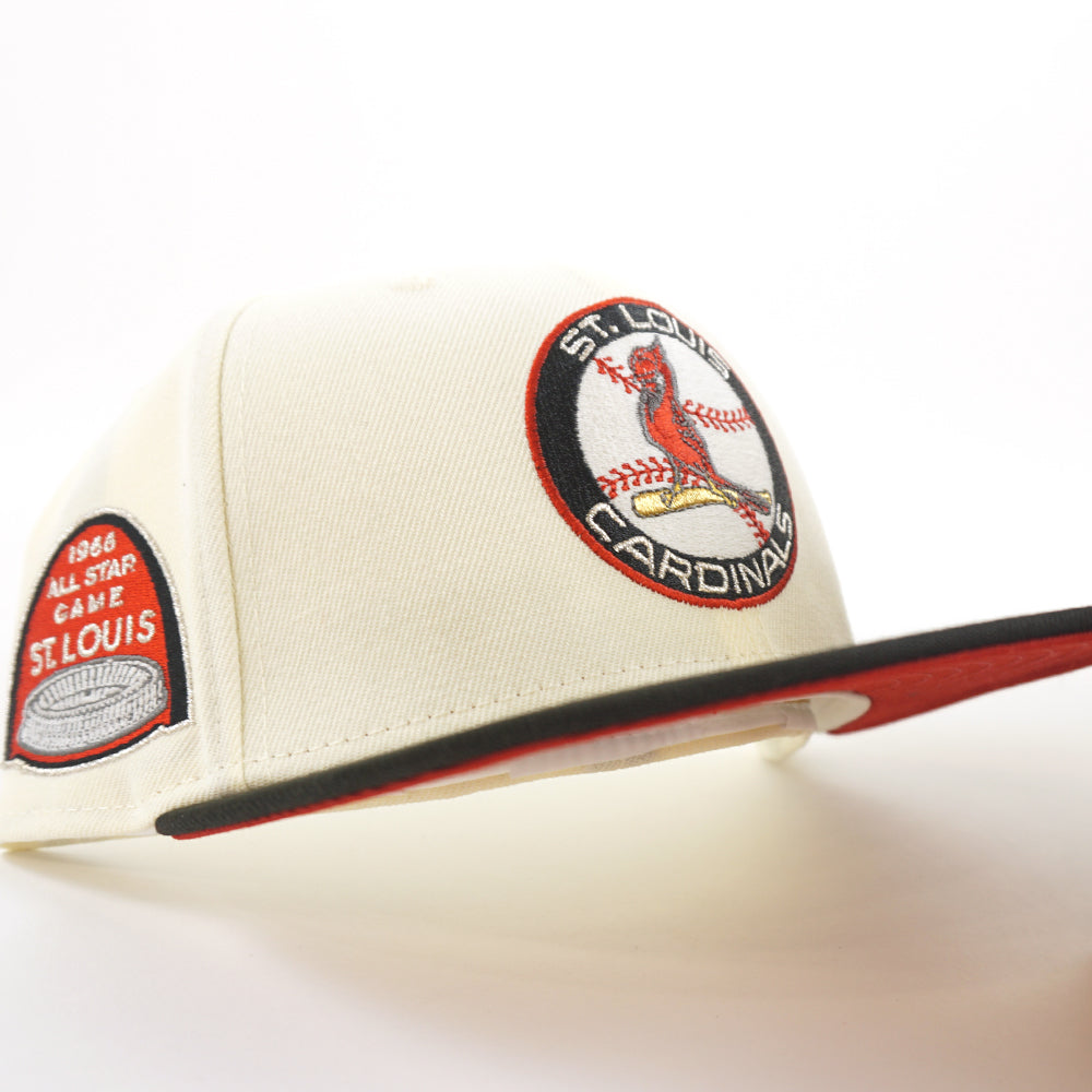 St Louis Cardinals 1966 All Star Game New Era 59FIFTY Fitted Hat (GITD Chrome White Black Red Under BRIM) 7 3/4