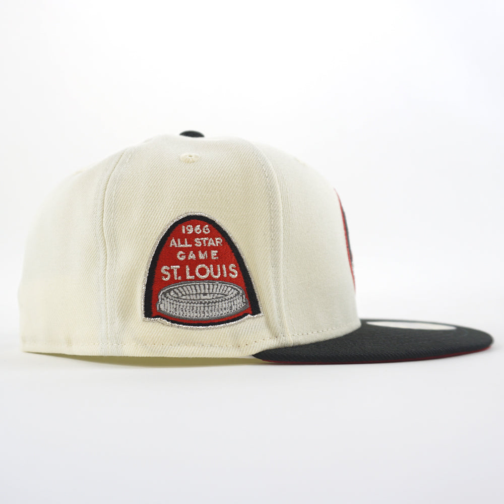 St Louis Cardinals 1966 All Star Game New Era 59FIFTY Fitted Hat (GITD Chrome White Black Red Under BRIM) 7 3/4