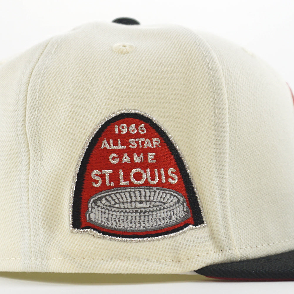 St Louis Cardinals 1966 All Star Game New Era 59FIFTY Fitted Hat (GITD Chrome White Black Red Under BRIM) 7 3/4