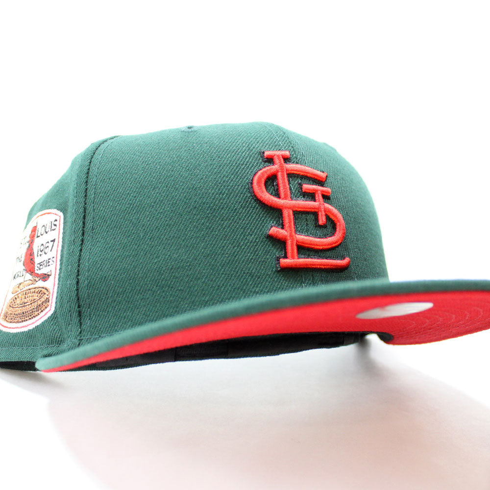 St Louis Cardinals 1967 World Series New Era 59Fifty Fitted Hat (Dark Green  Red Under Brim)