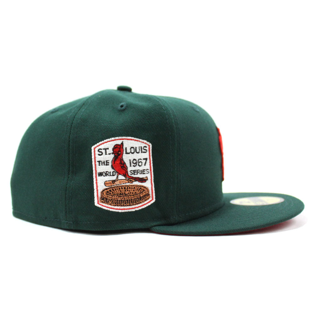 St Louis Cardinals 1967 World Series New Era 59Fifty Fitted Hat (Dark Green  Red Under Brim)