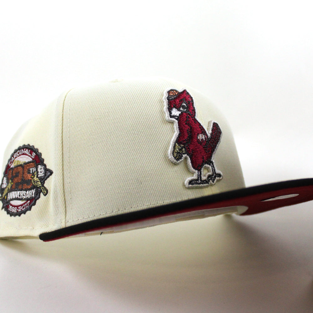 Men's St. Louis Cardinals New Era White/Light Blue Cooperstown Collection  125th Anniversary Chrome 59FIFTY Fitted Hat