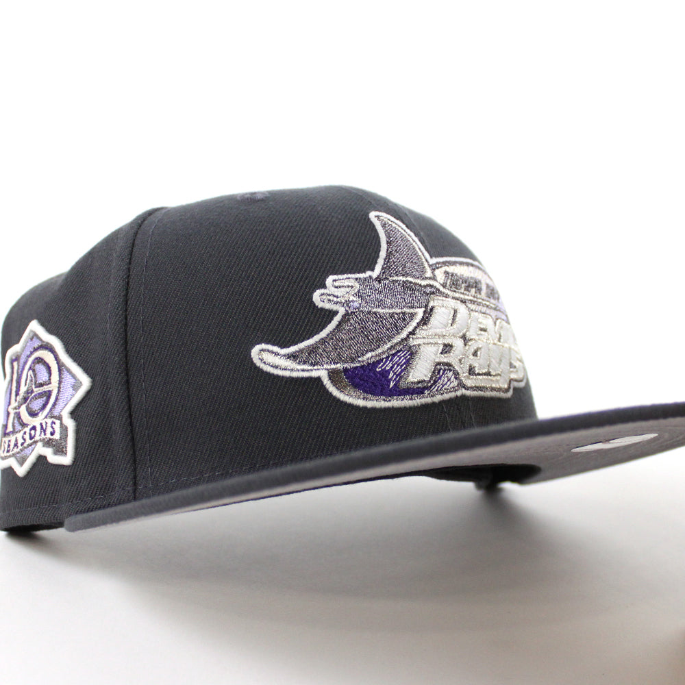Devil Rays Fitted Tampa Bay Devil Rays 10th Season New Era 59Fifty Fitted Hat (GITD Dark ...